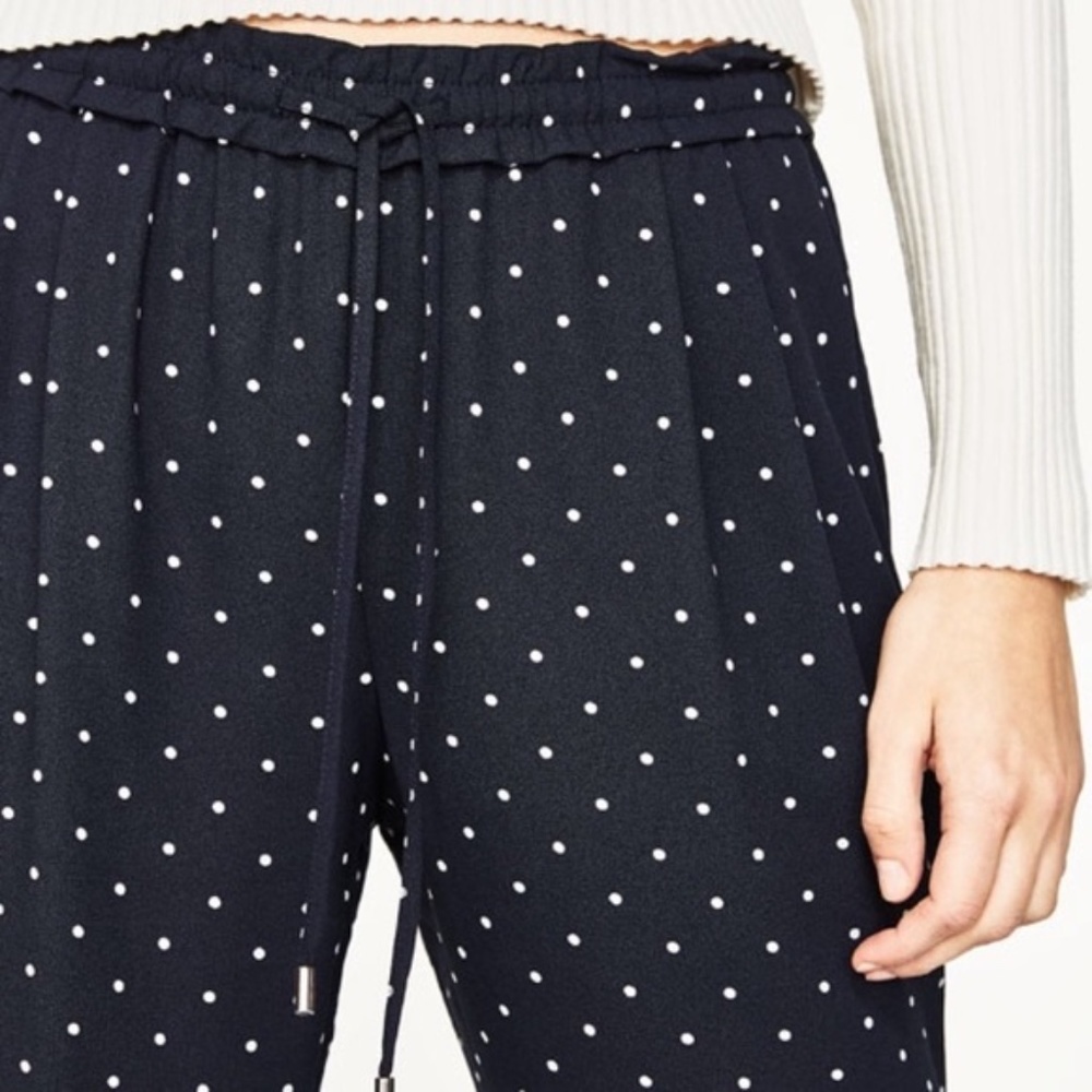 ZARA Polka Dot Pants Navy White Size S